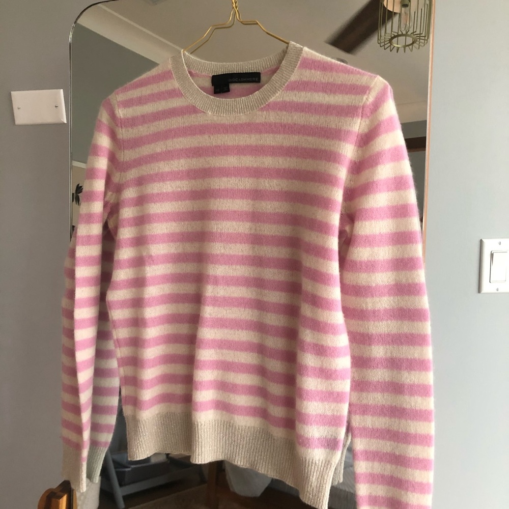 360 cashmere pink striped sweater